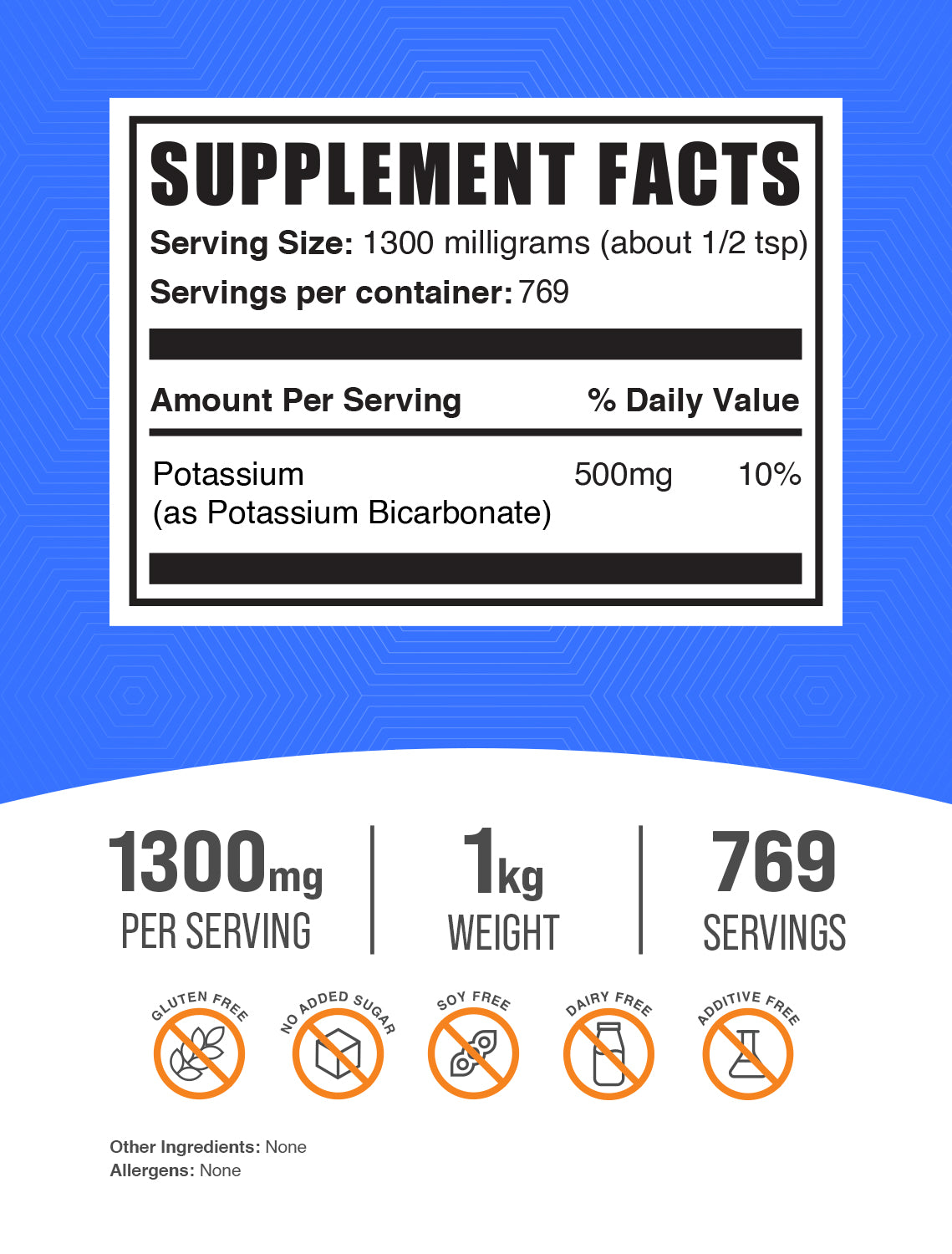 Potassium Bicarbonate Powder 1kg Label