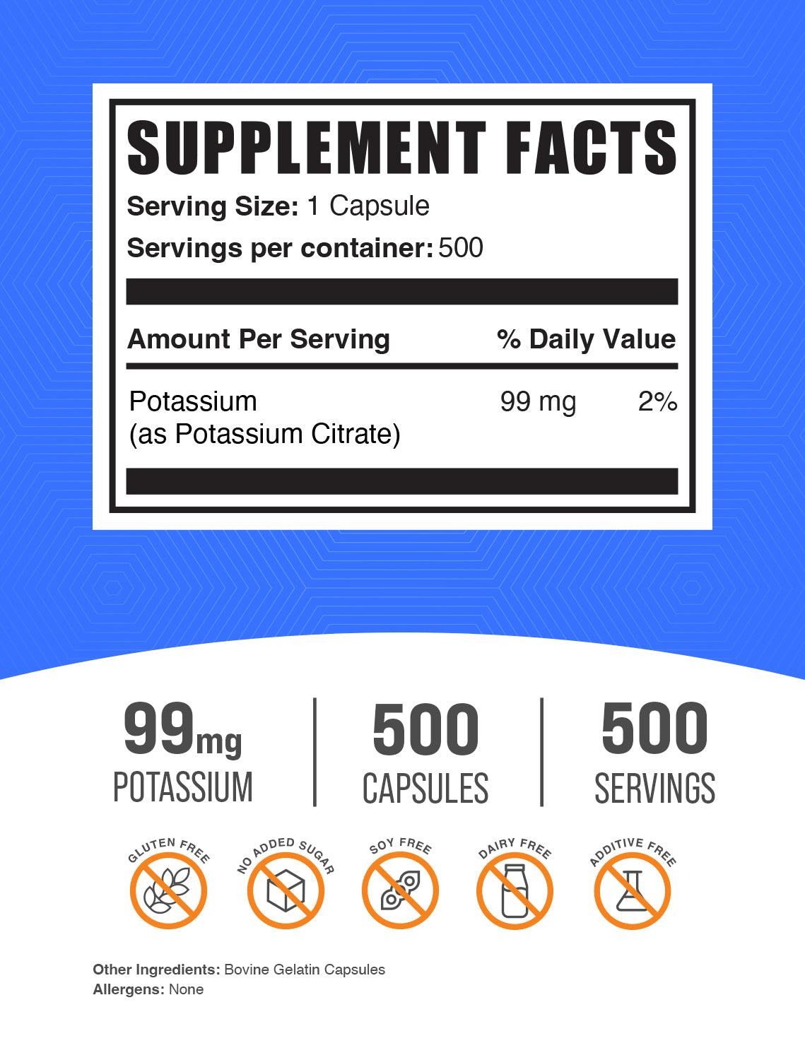Potassium citrate caps 500ct label