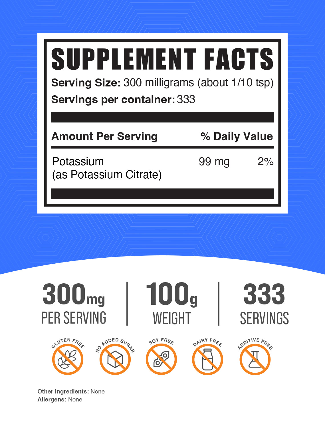 Potassium Citrate powder 100g label