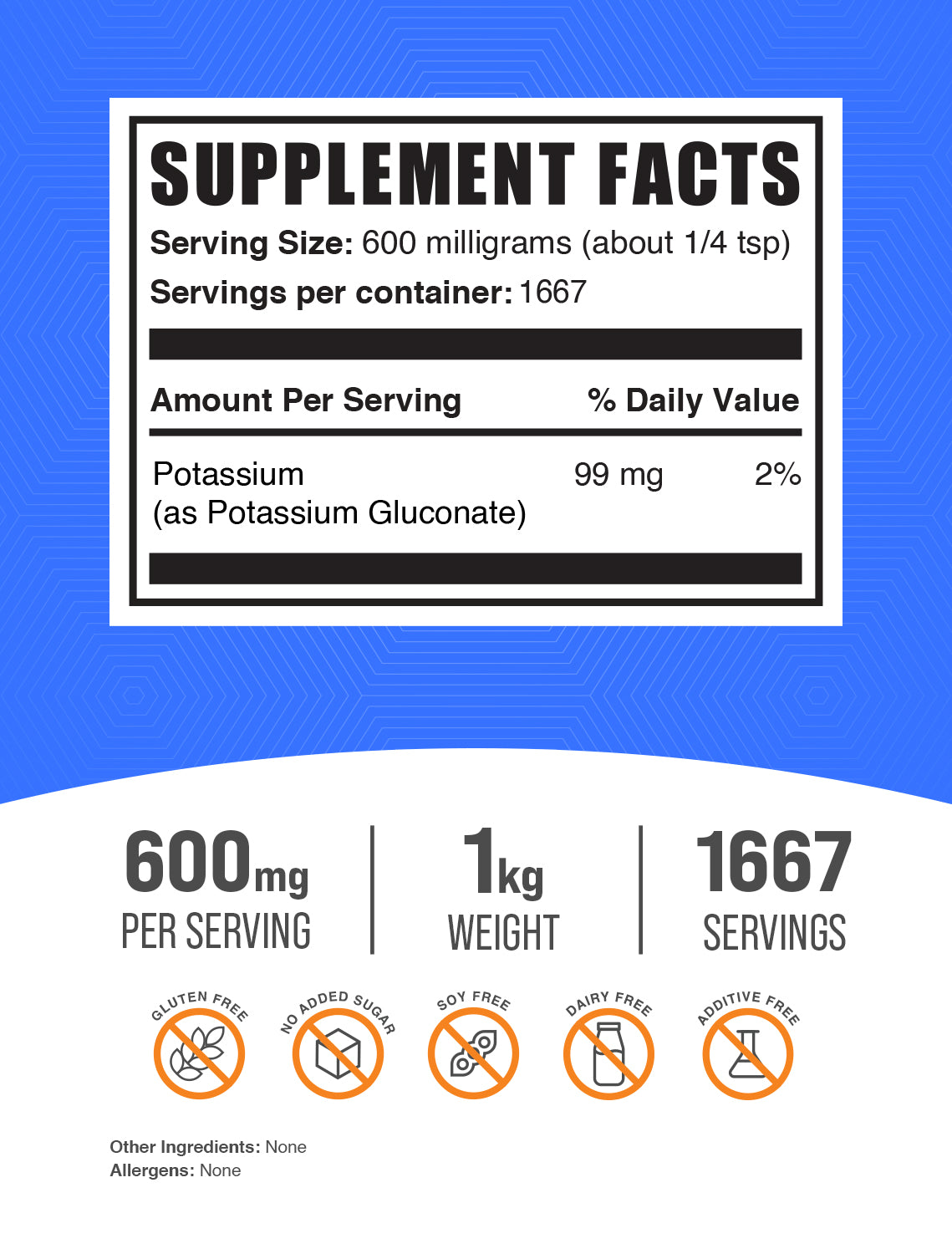 Potassium Gluconate Powder 1kg Label