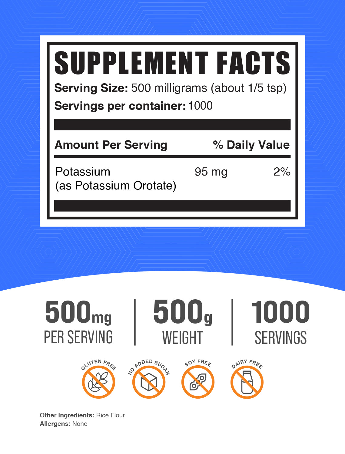 Potassium Orotate Powder 500g Label