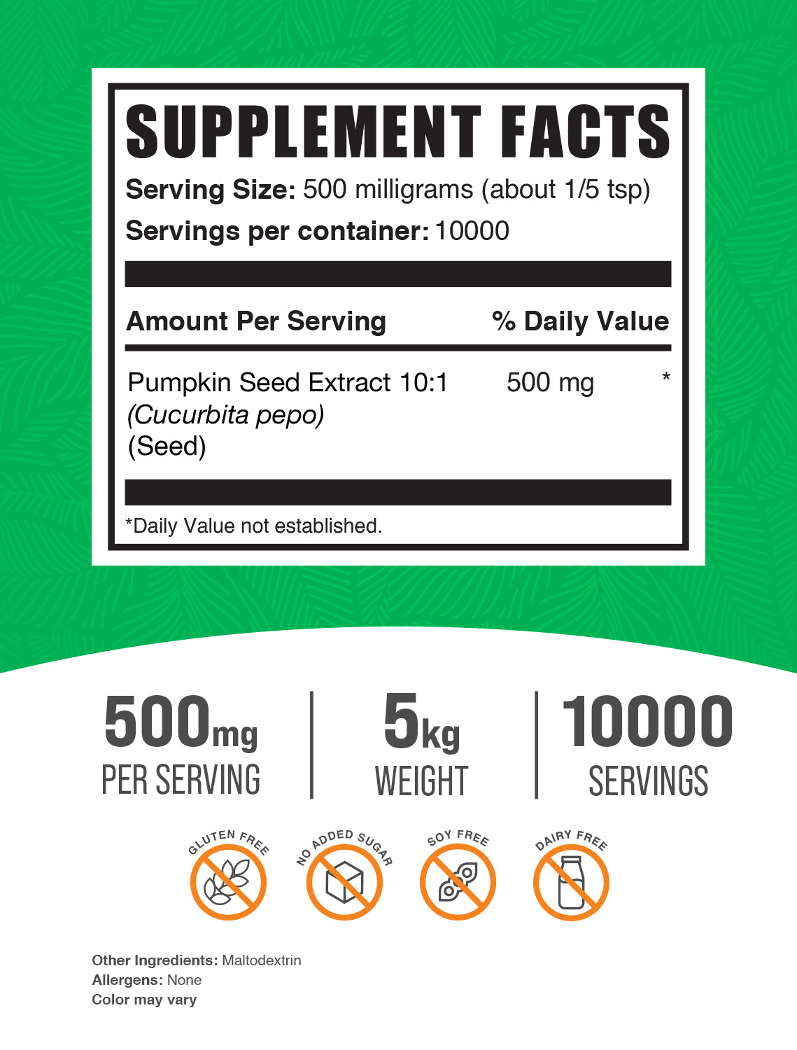 Pumpkin Seed Extract Powder 5kg Label