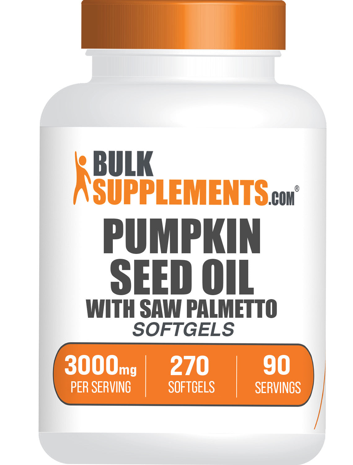 BulkSupplements.com Pumpkin Seed Oil with Saw Palmetto 270 softgels bottle image