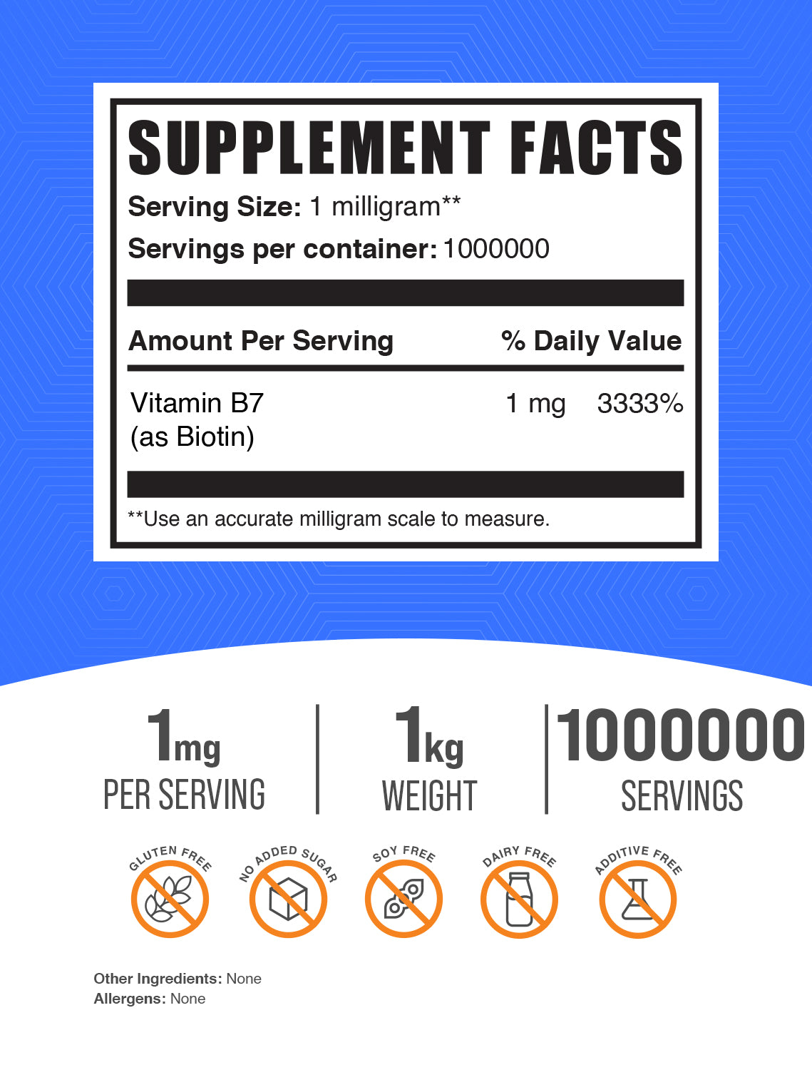 Pure Biotin (Vitamin B7) Powder 1kg Label