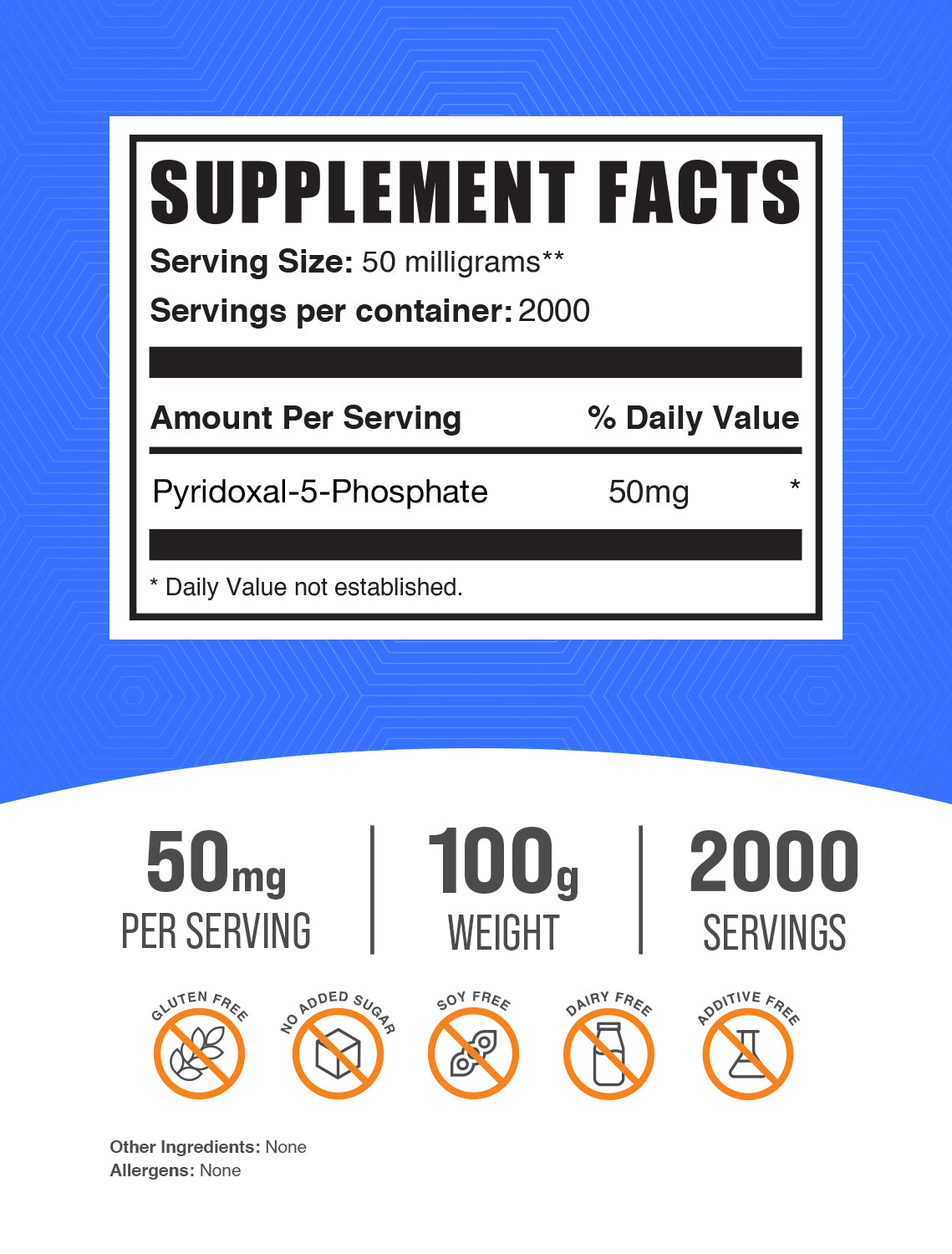 Pyridoxal-5-Phosphate (P5P) Powder 100g Label