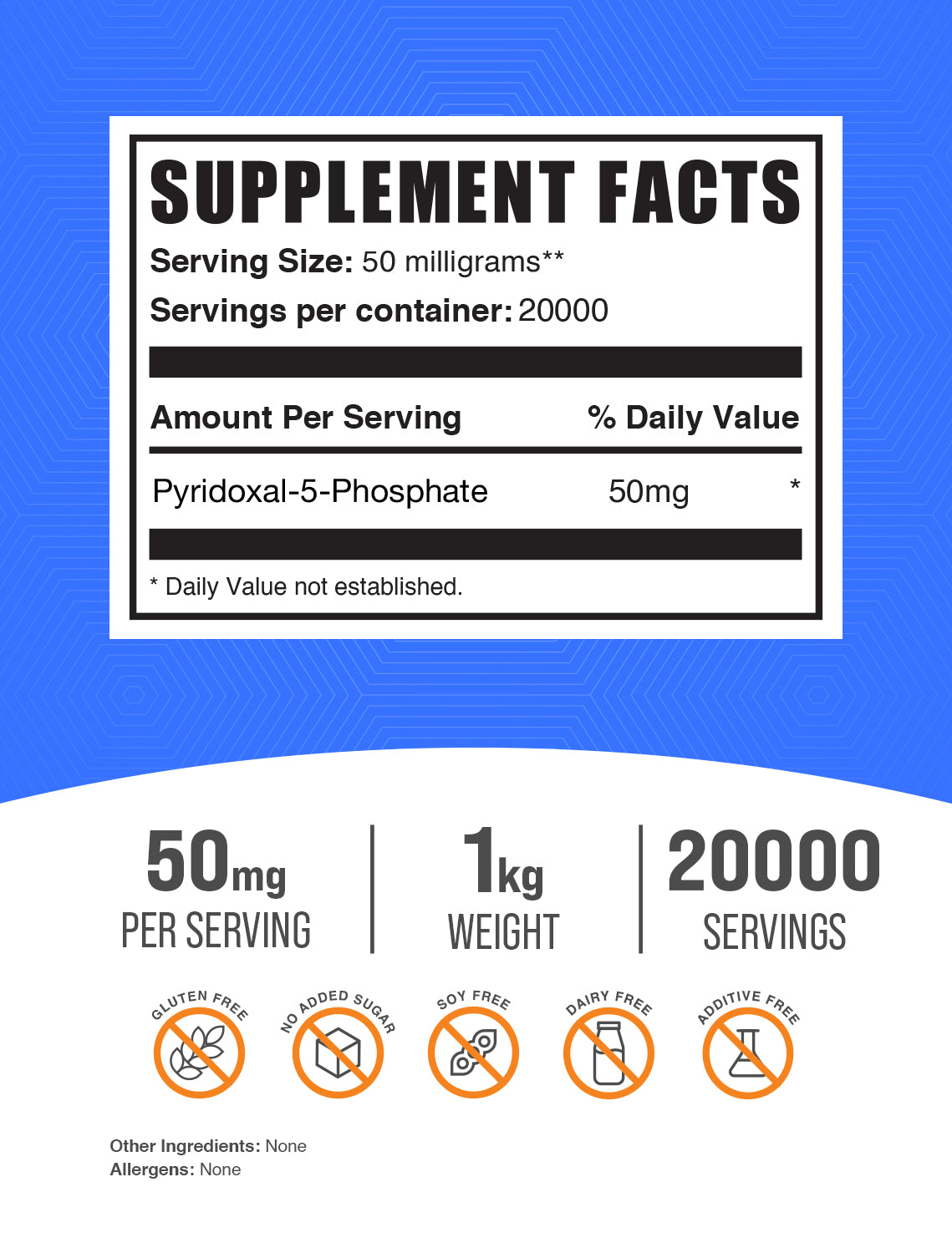 Pyridoxal-5-Phosphate (P5P) Powder 1kg Label