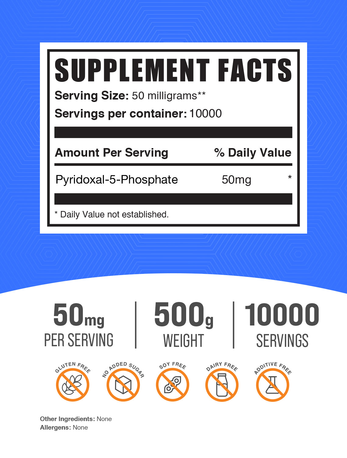 Pyridoxal-5-Phosphate (P5P) Powder 500g Label