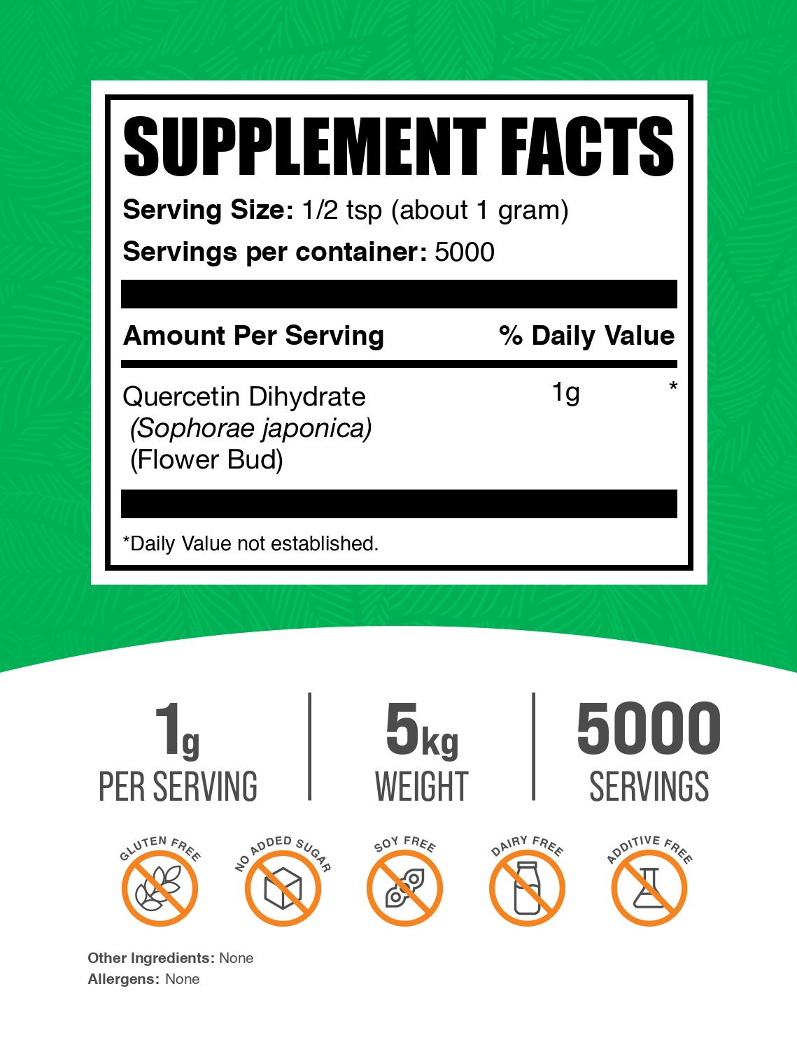 Quercetin Dihydrate Powder 5kg Label