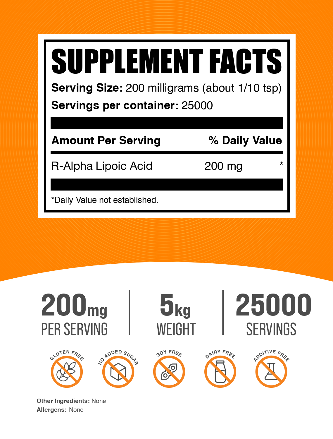 R-Alpha Lipoic Acid powder label 5kg