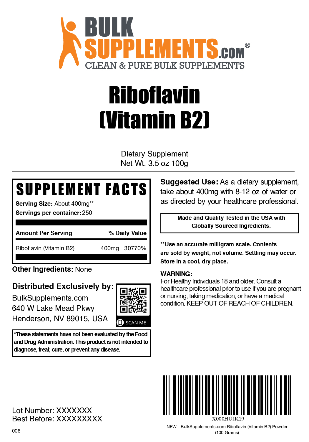 Poudre de riboflavine (vitamine B2)