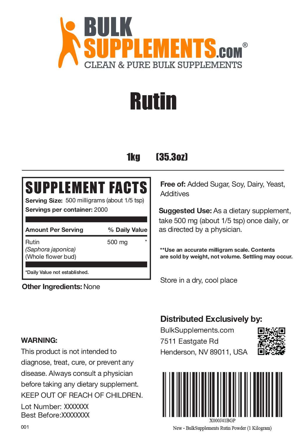Supplement Facts Rutin