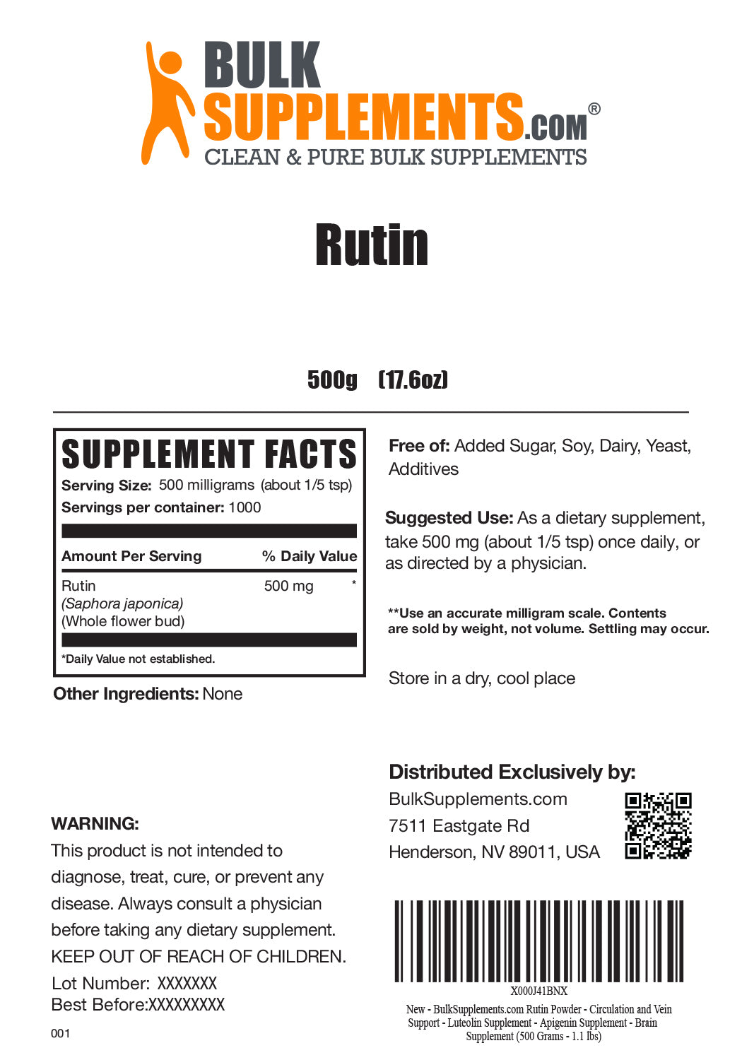 Supplement Facts Rutin