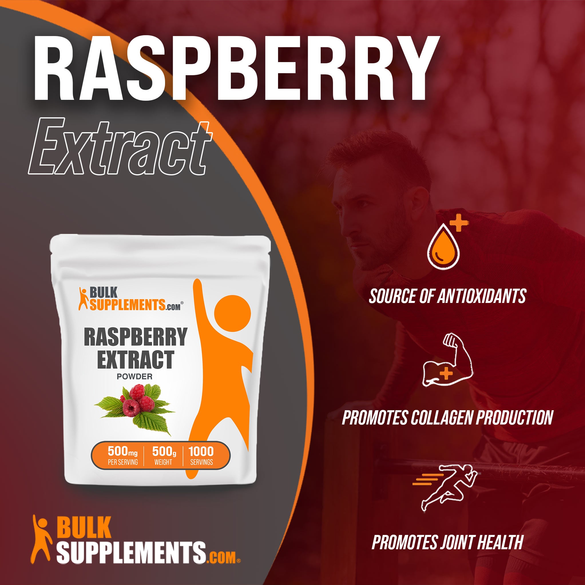Benefits of Raspberry Extract: Source of Antioxidants, promotes collagen production, promotes joint health
