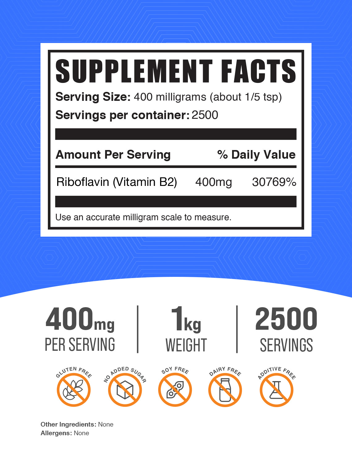Riboflavin Vitamin B2 Powder 1kg Label