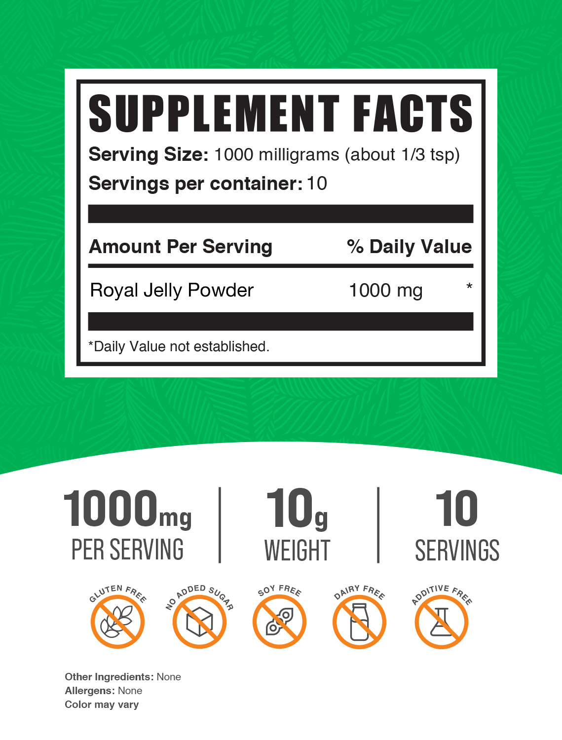 Royal Jelly Powder 10g Label
