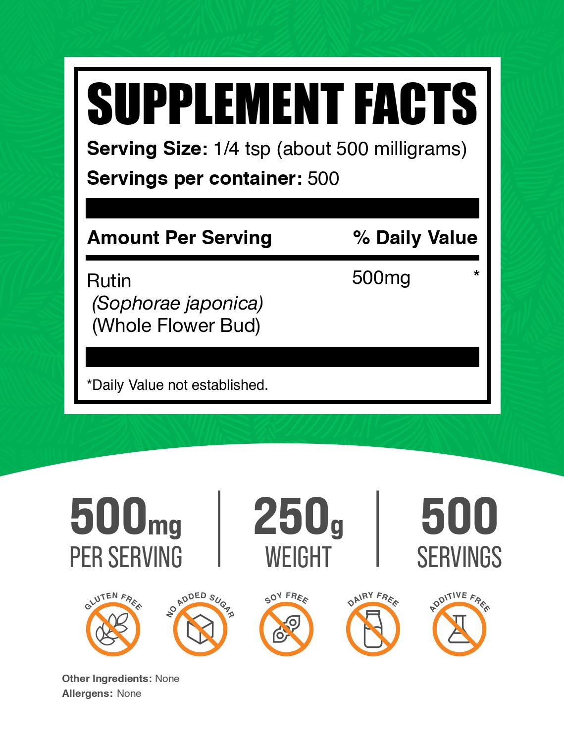 Rutin Powder 250g Label