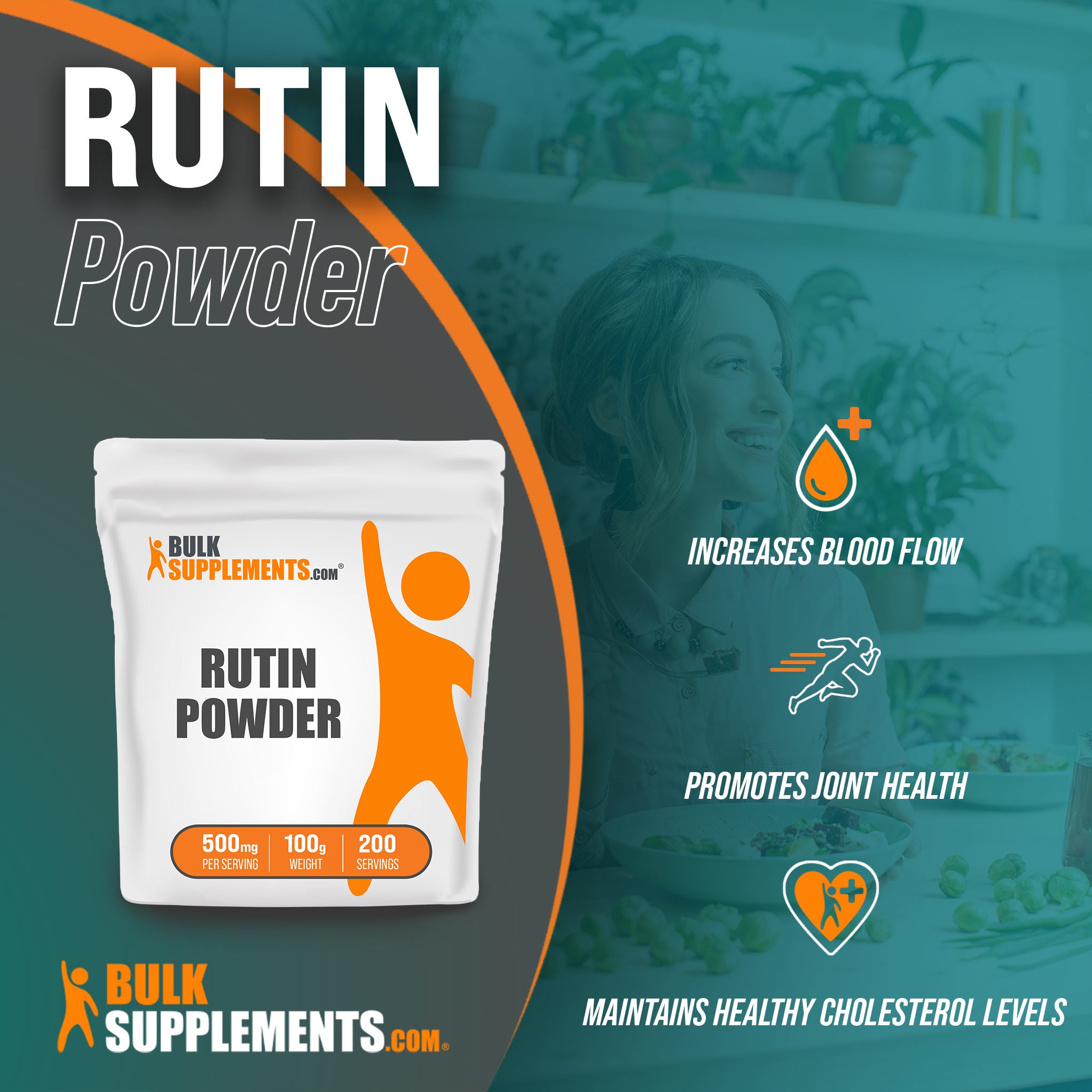 Benefits of Rutin Powder: increases blood flow, promotes joint health, maintains healthy cholesterol levels