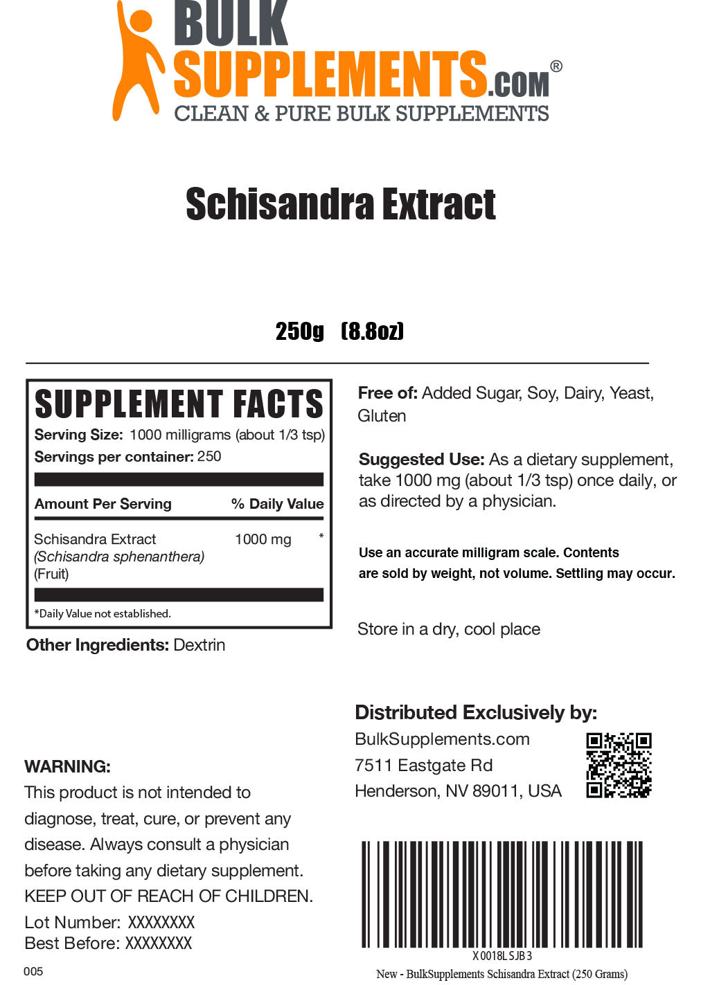 Supplement Facts Schisandra Extract