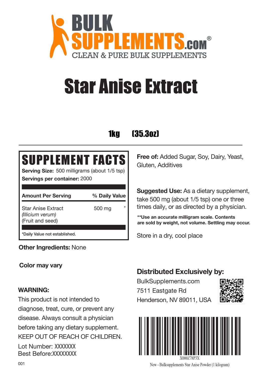 Supplement Facts Star Anise Extract