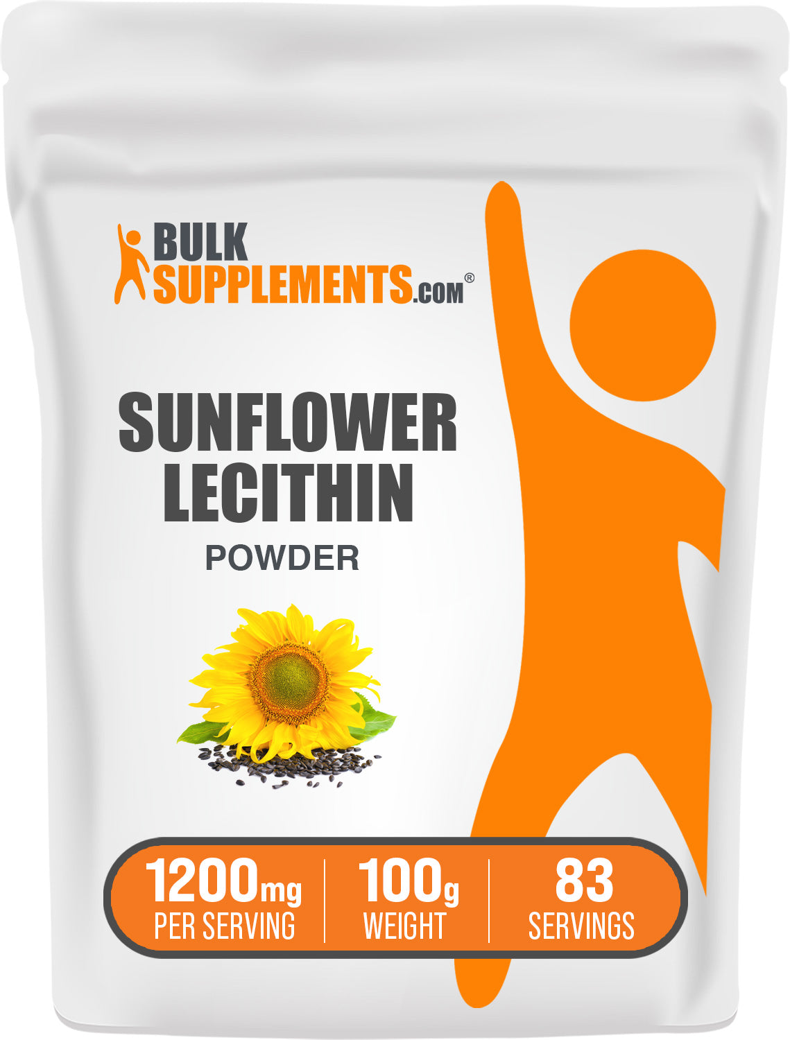 BulkSupplements.com Sunflower Lecithin Powder 100g Bag