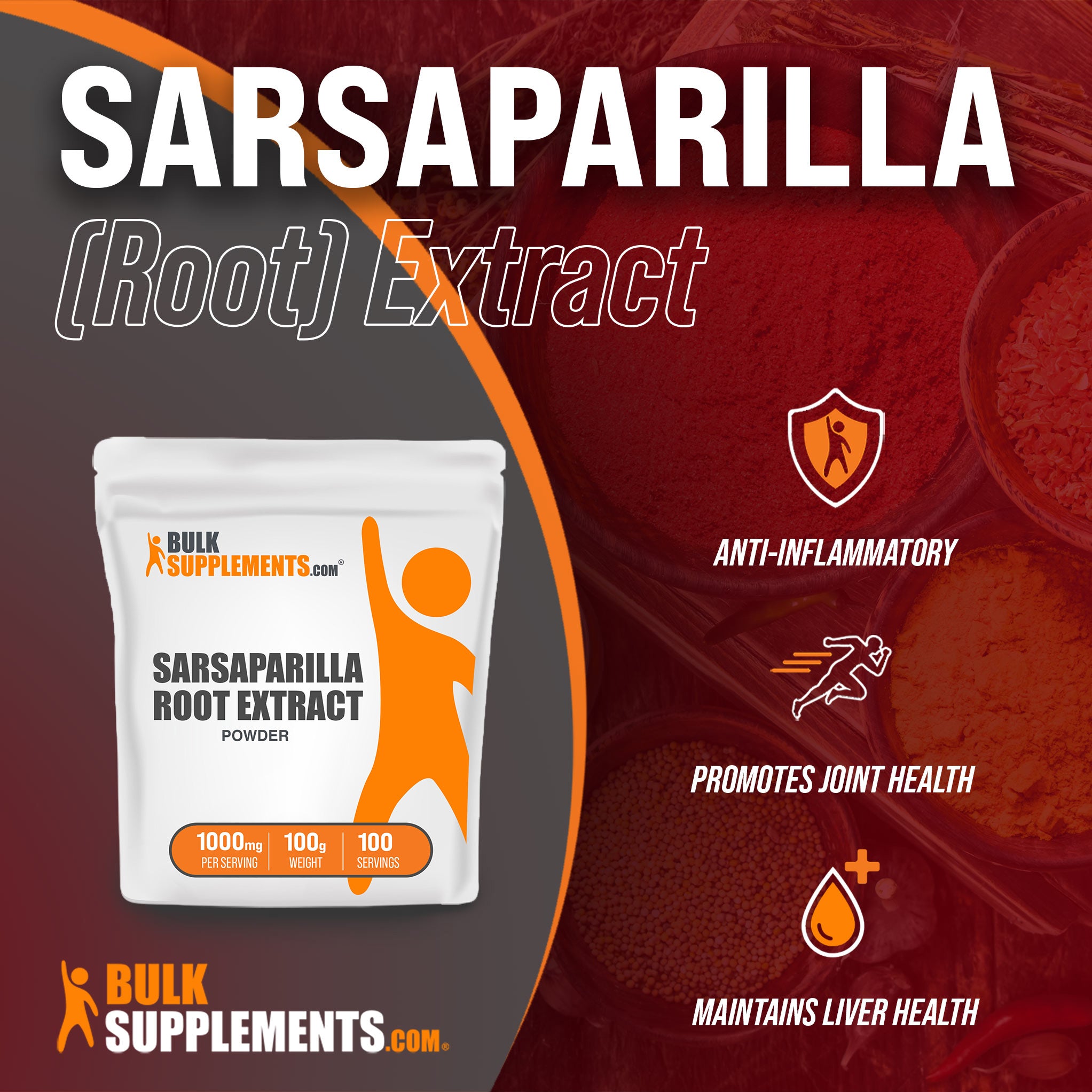 Benefits of Sarsaparilla Root Extract: anti-inflammatory, promotes joint health, maintains liver health