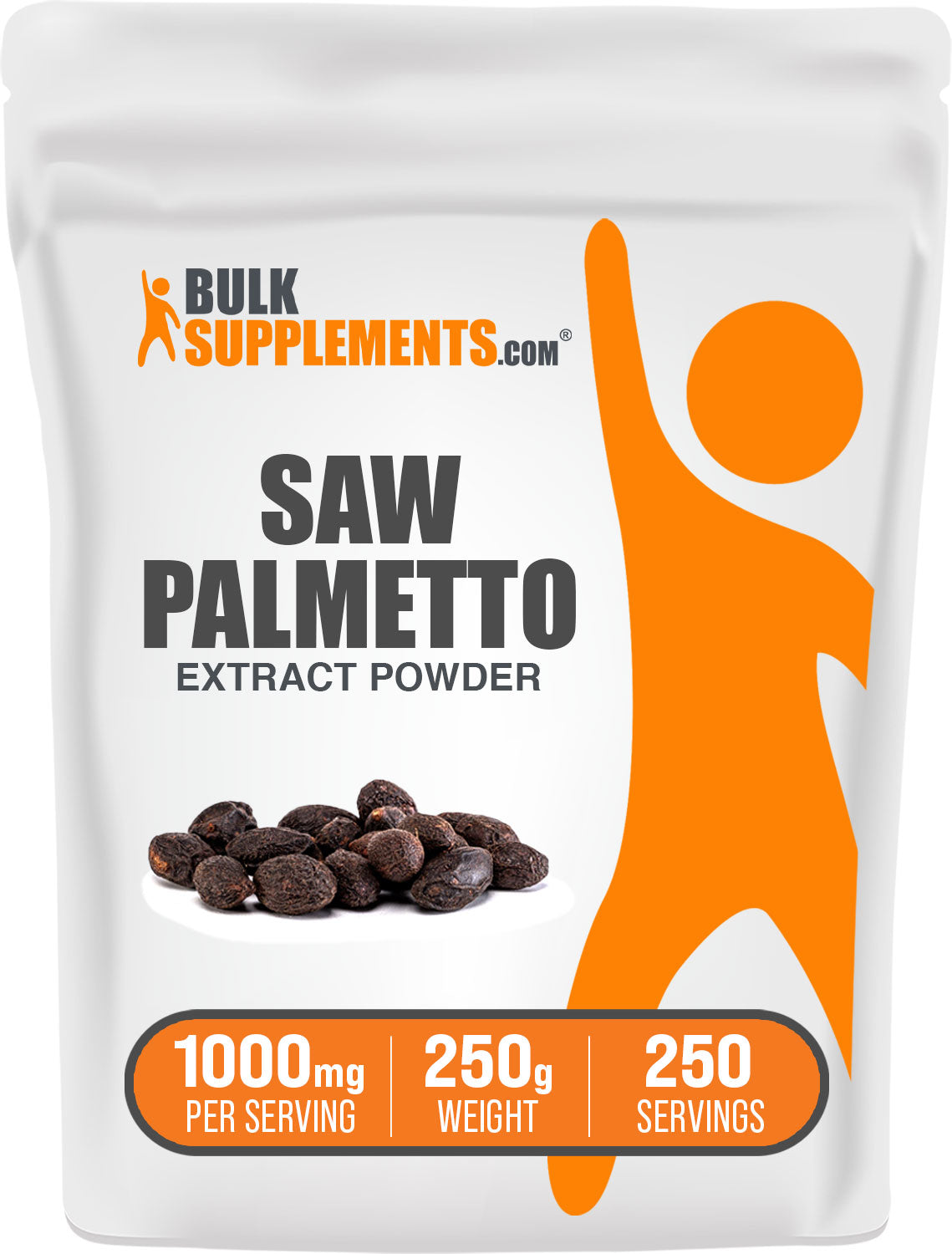 BulkSupplements.com Saw Palmetto Extract Powder 250g bag