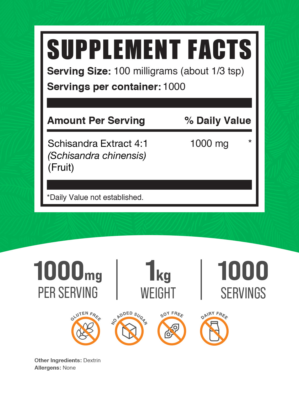 Schisandra Extract Powder 1kg Label