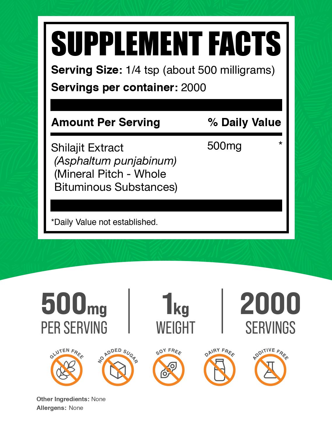 Shilajit extract powder label 1kg