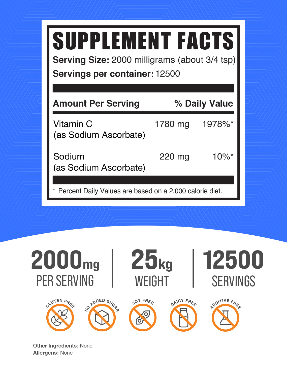 Sodium Ascorbate Powder 25kg Label