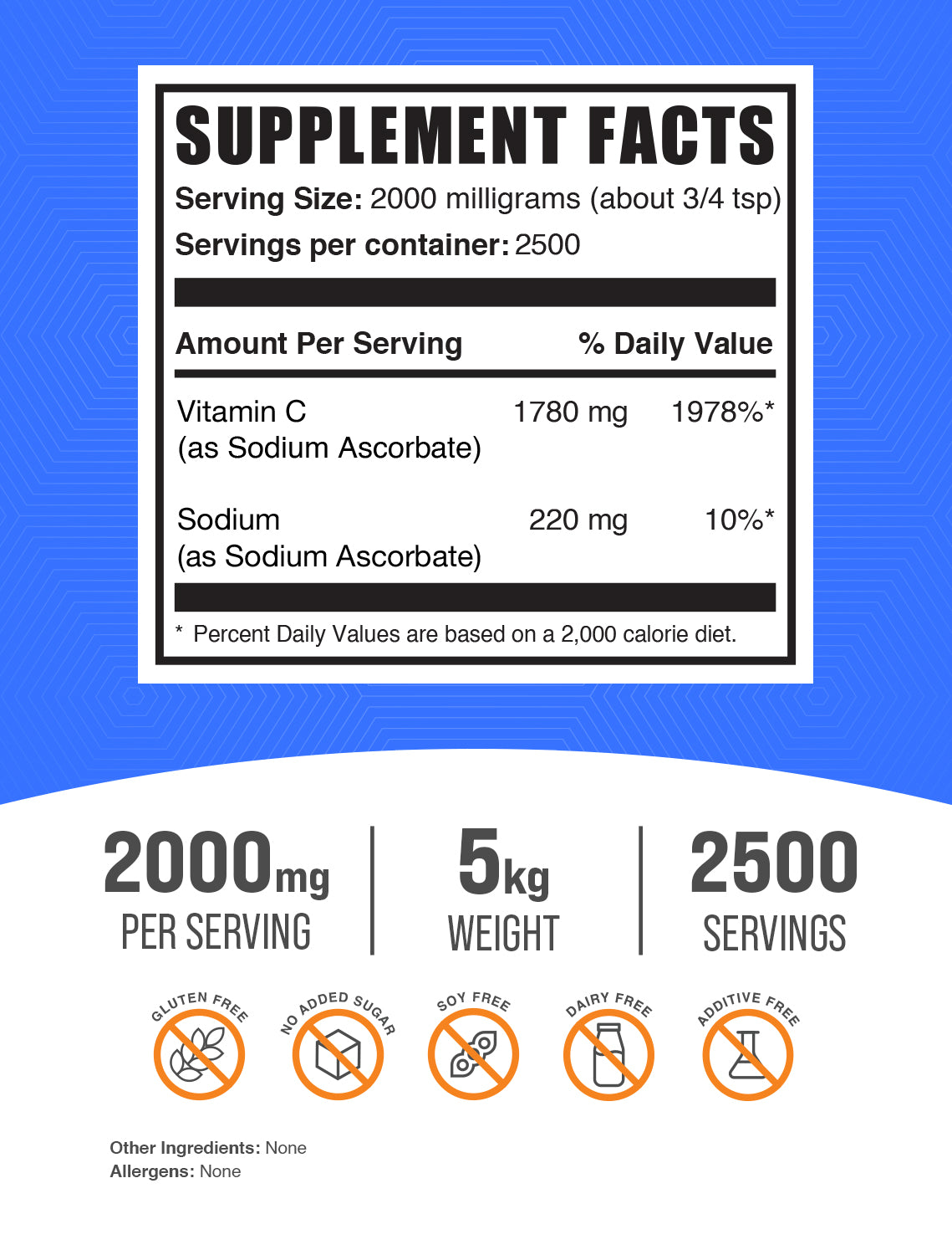 Sodium Ascorbate Powder 5kg Label