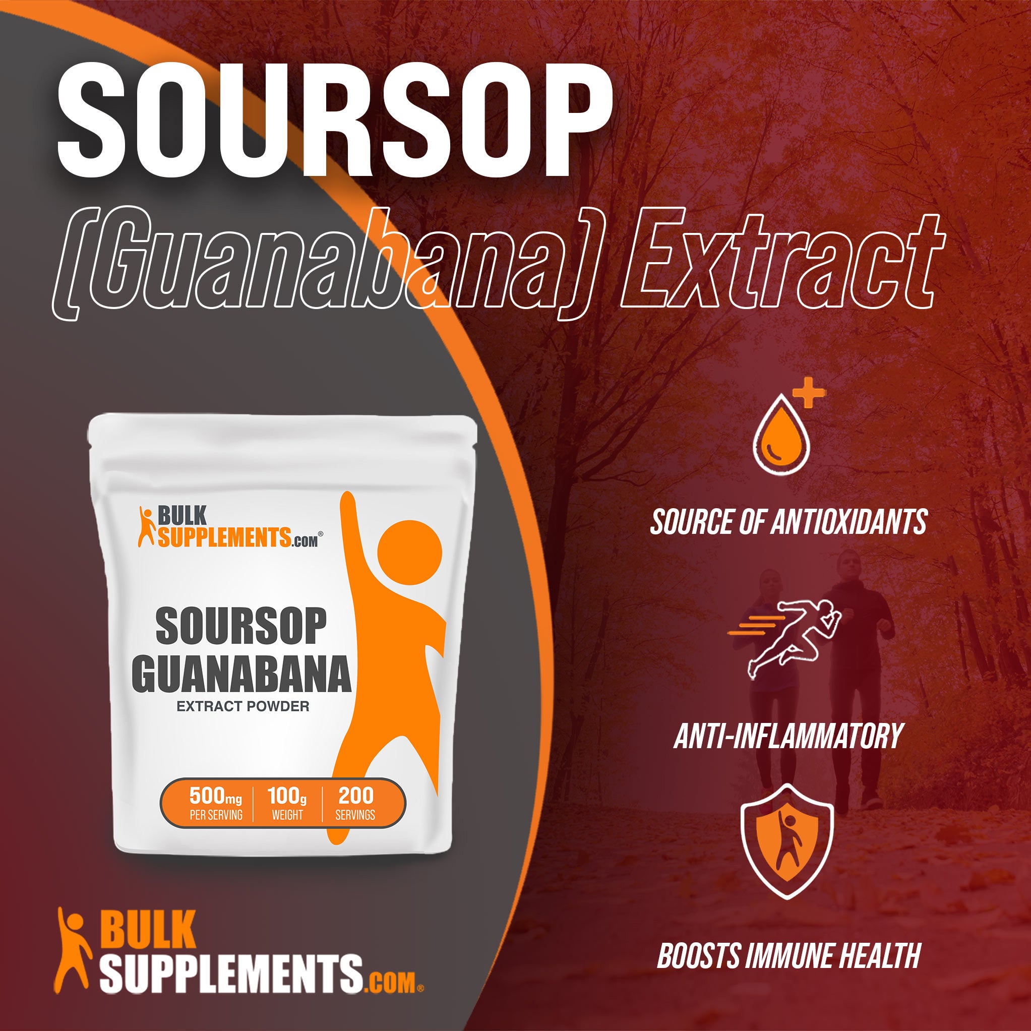 Benefits of Soursop Guanabana Extract: source of antioxidants, anti-inflammatory, boosts immune health