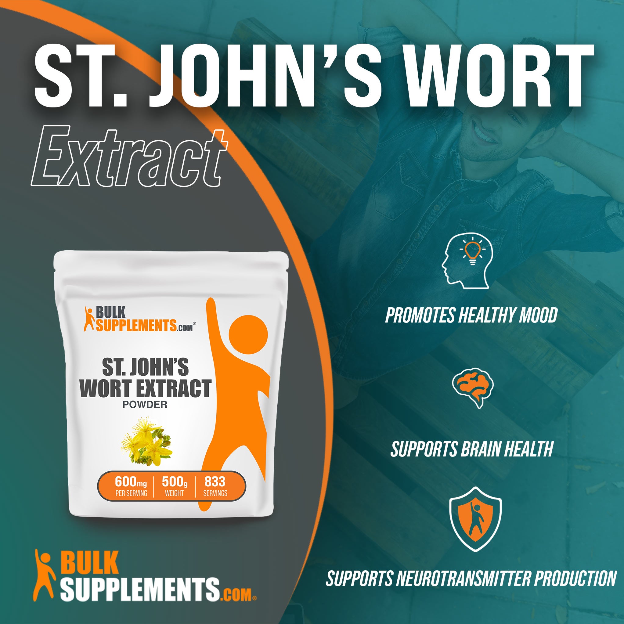Benefits of St. John's Wort Extract: promotes healthy mood, supports brain health, supports neurotransmitter production