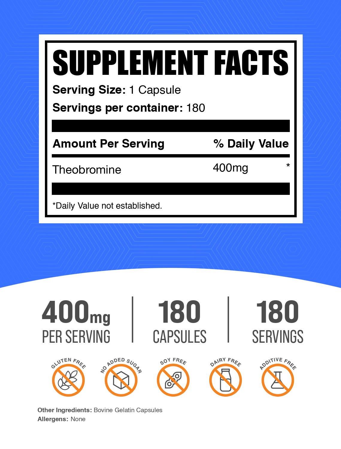 Theobromine Capsules 180ct Label