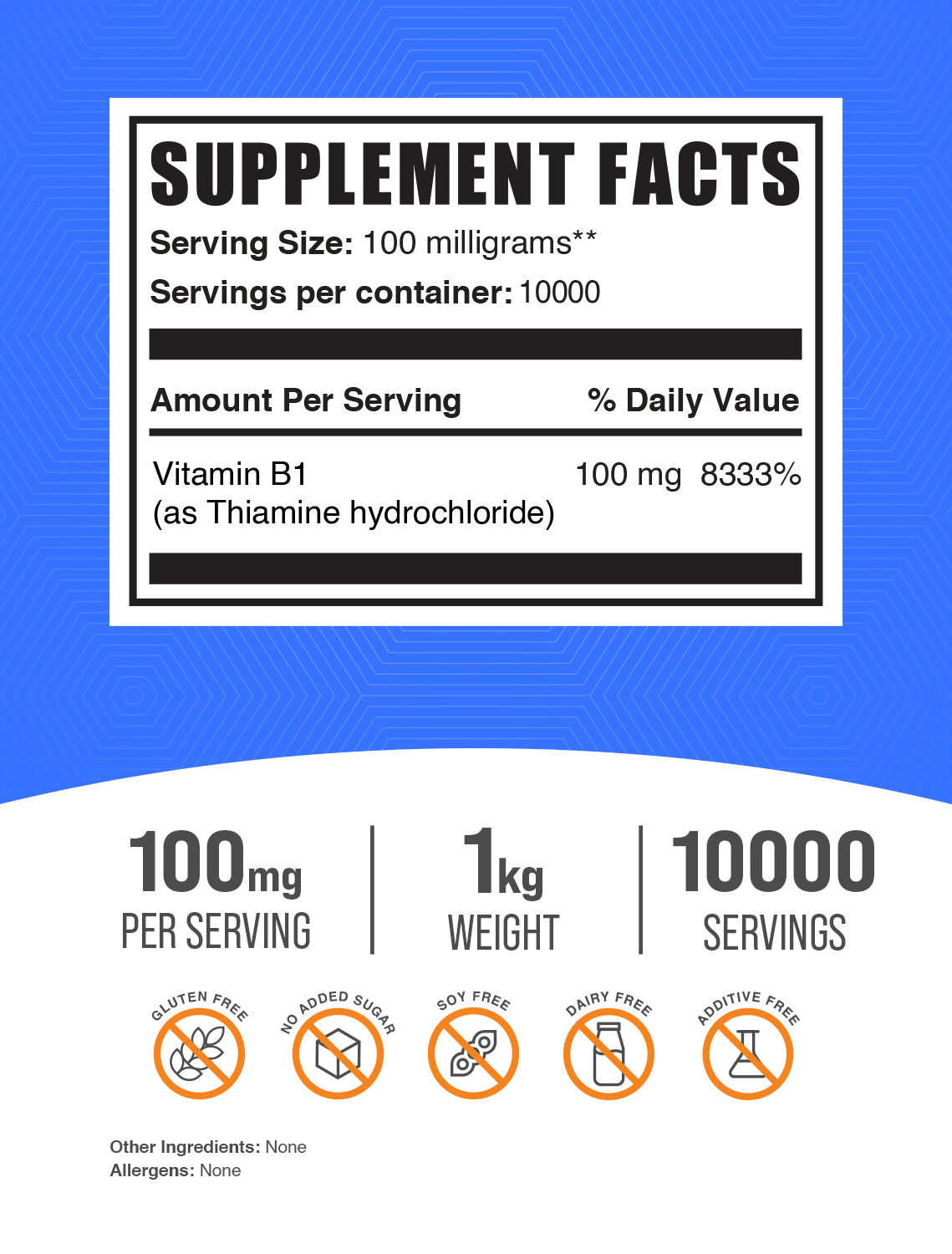 Supplement Facts Thiamine HCl