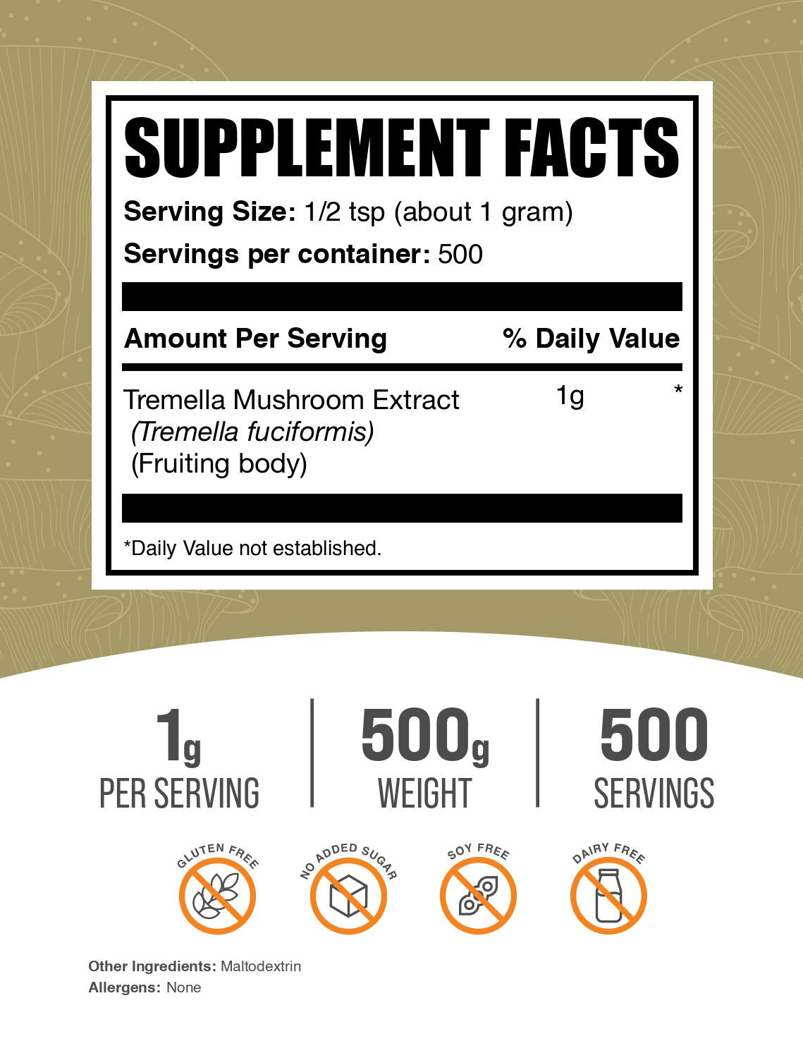 Tremella mushroom extract powder label 500g