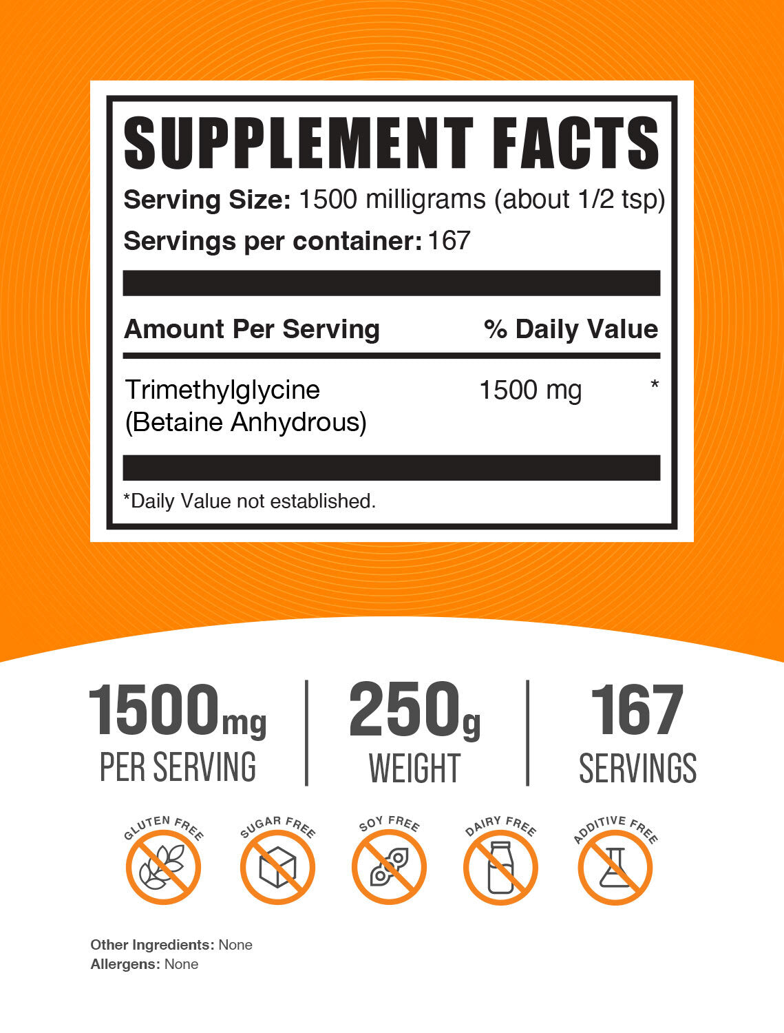 Supplement Facts TMG Powder