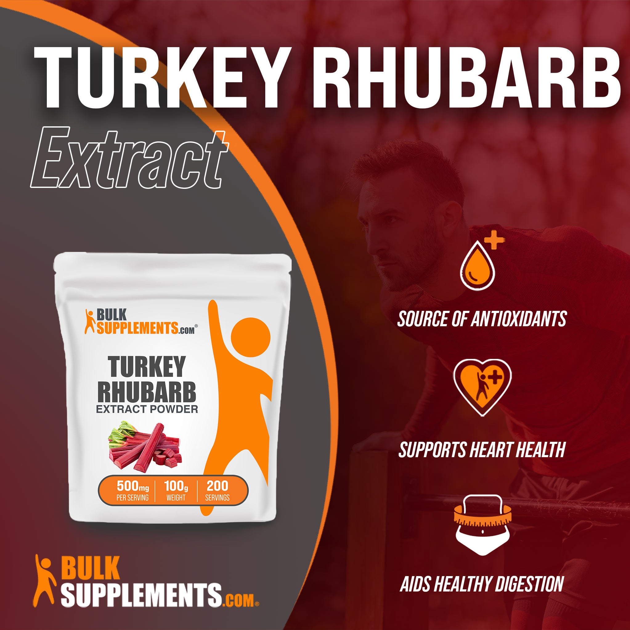 Benefits of Turkey Rhubarb Extract: source of antioxidants, supports heart health, aids healthy digestion