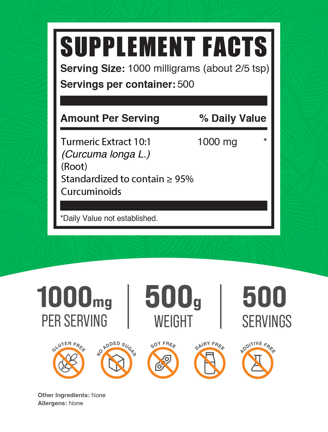 Supplement Facts Turmeric Extract powder