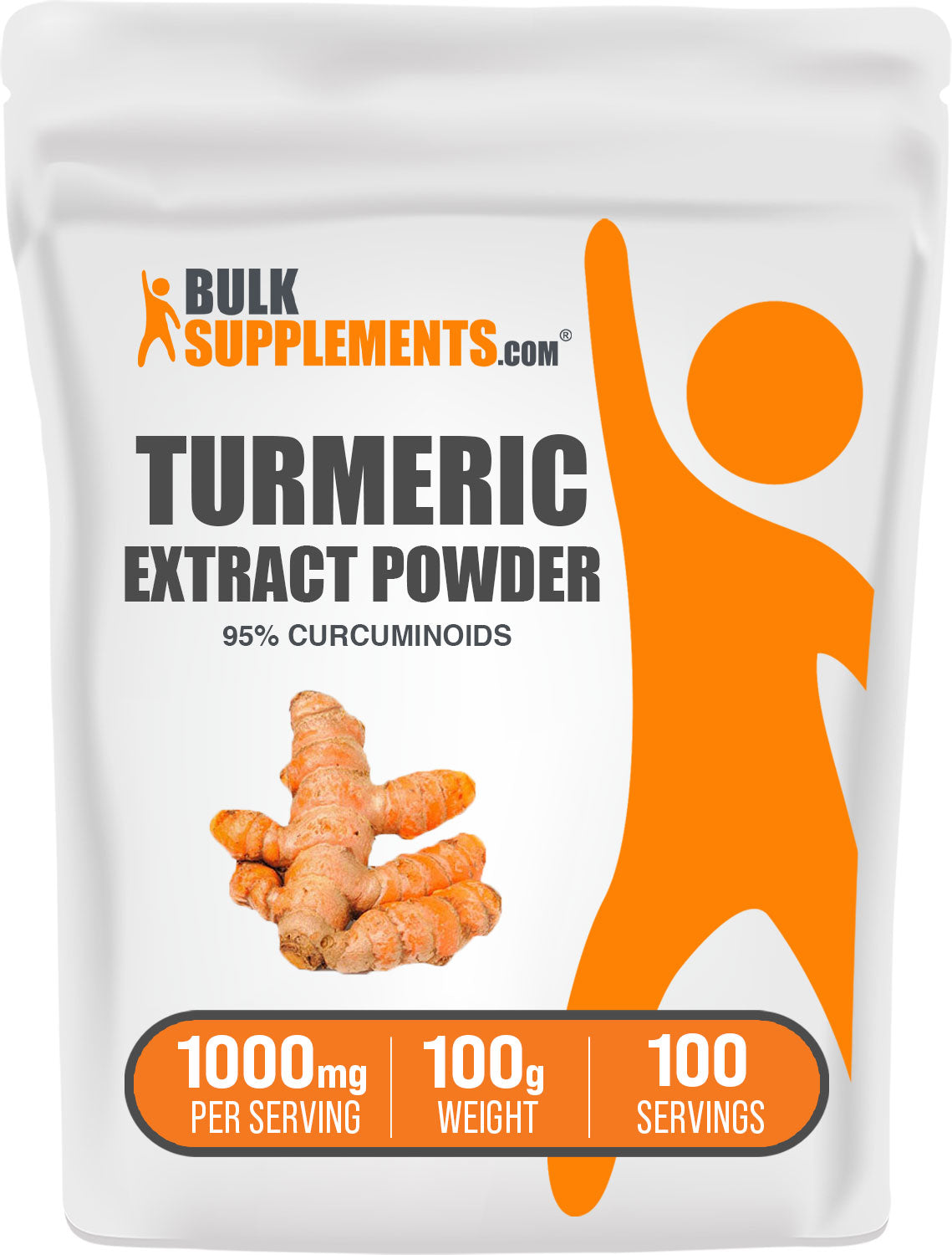 BulkSupplements Turmeric Extract Powder 95% Curcuminoids 100g bag