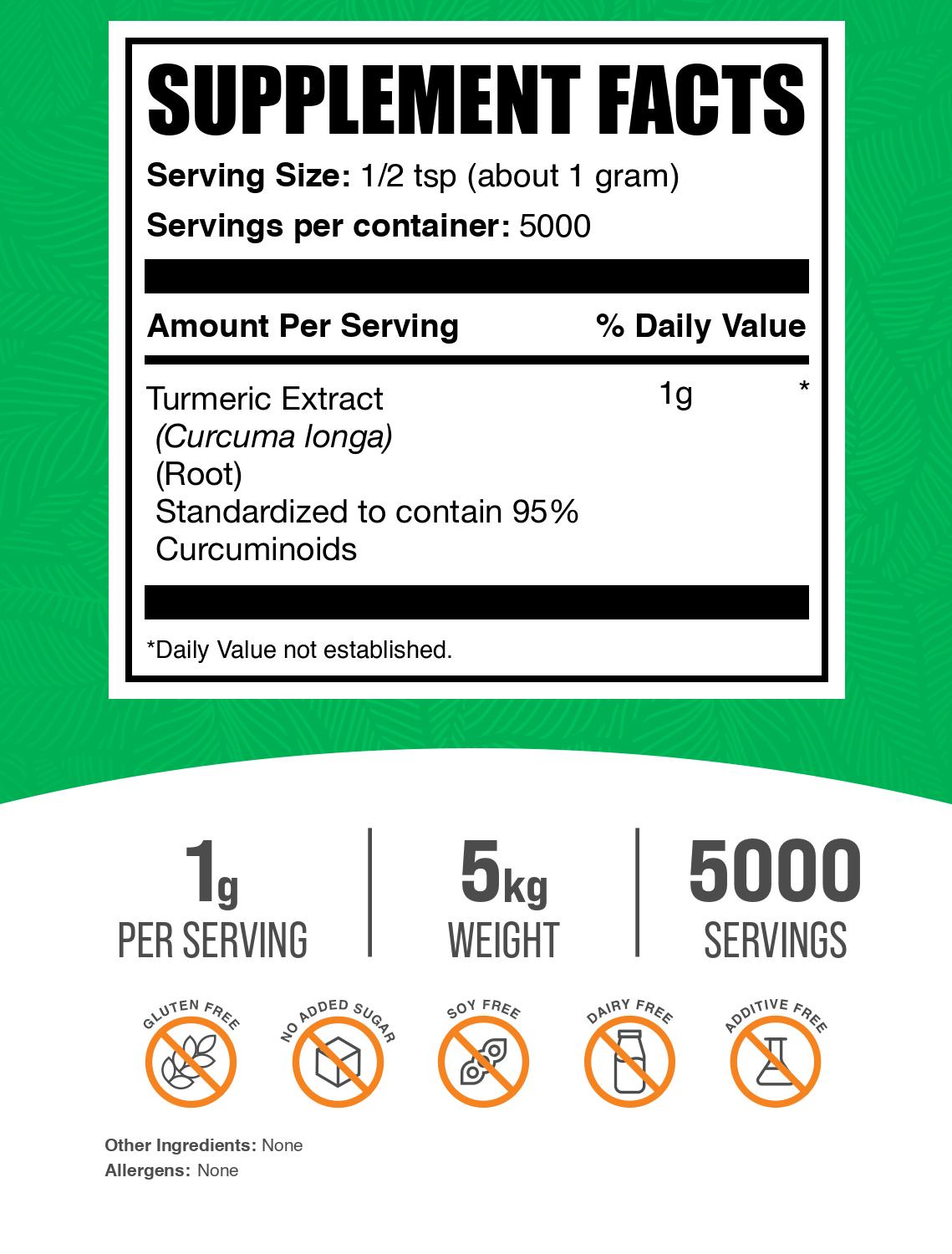 Turmeric Root Extract Powder 5kg Label