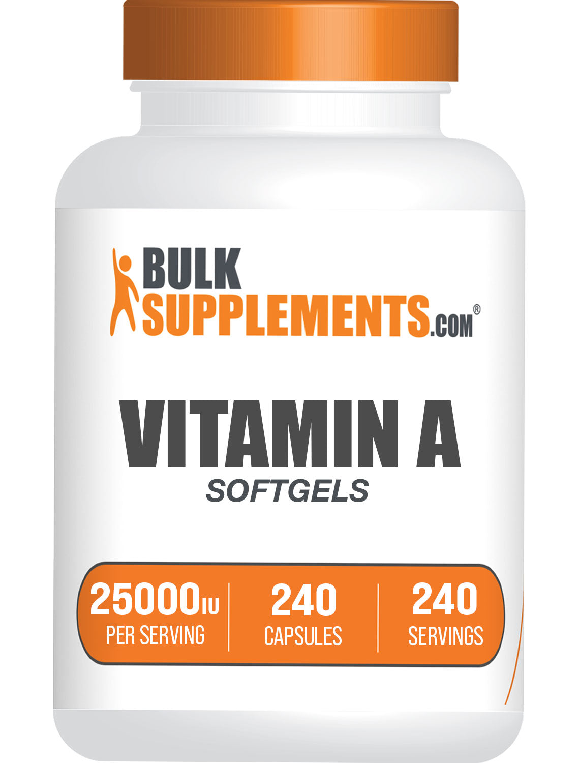 BulkSupplements Vitamin A Softgels 25000iu 240 softgels bottle