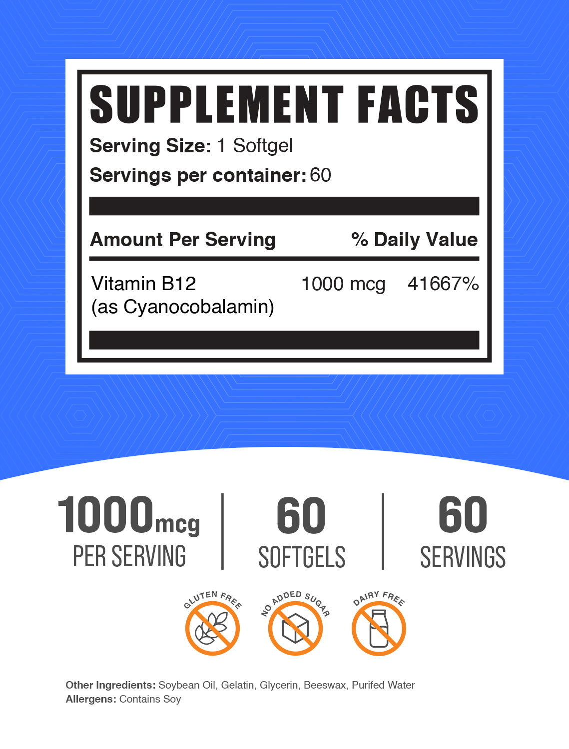 Vitamin B12 softgels 60 ct label 
