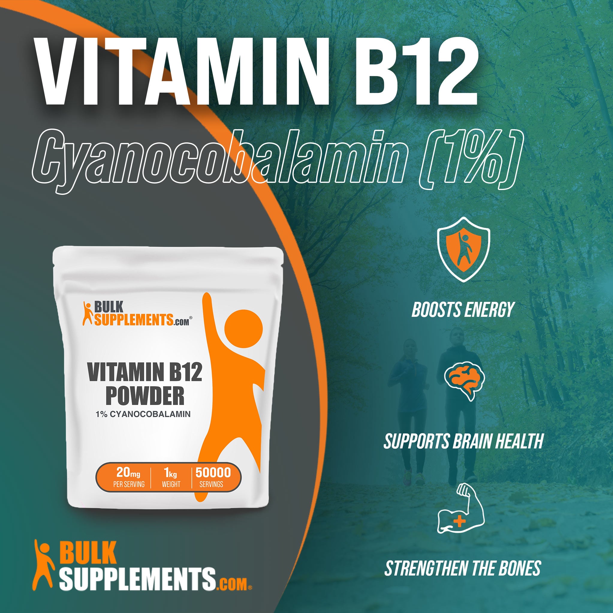 Benefits of Vitamin B12 1% Cyanocobalamin: boosts energy, supports brain health, strengthen the bones