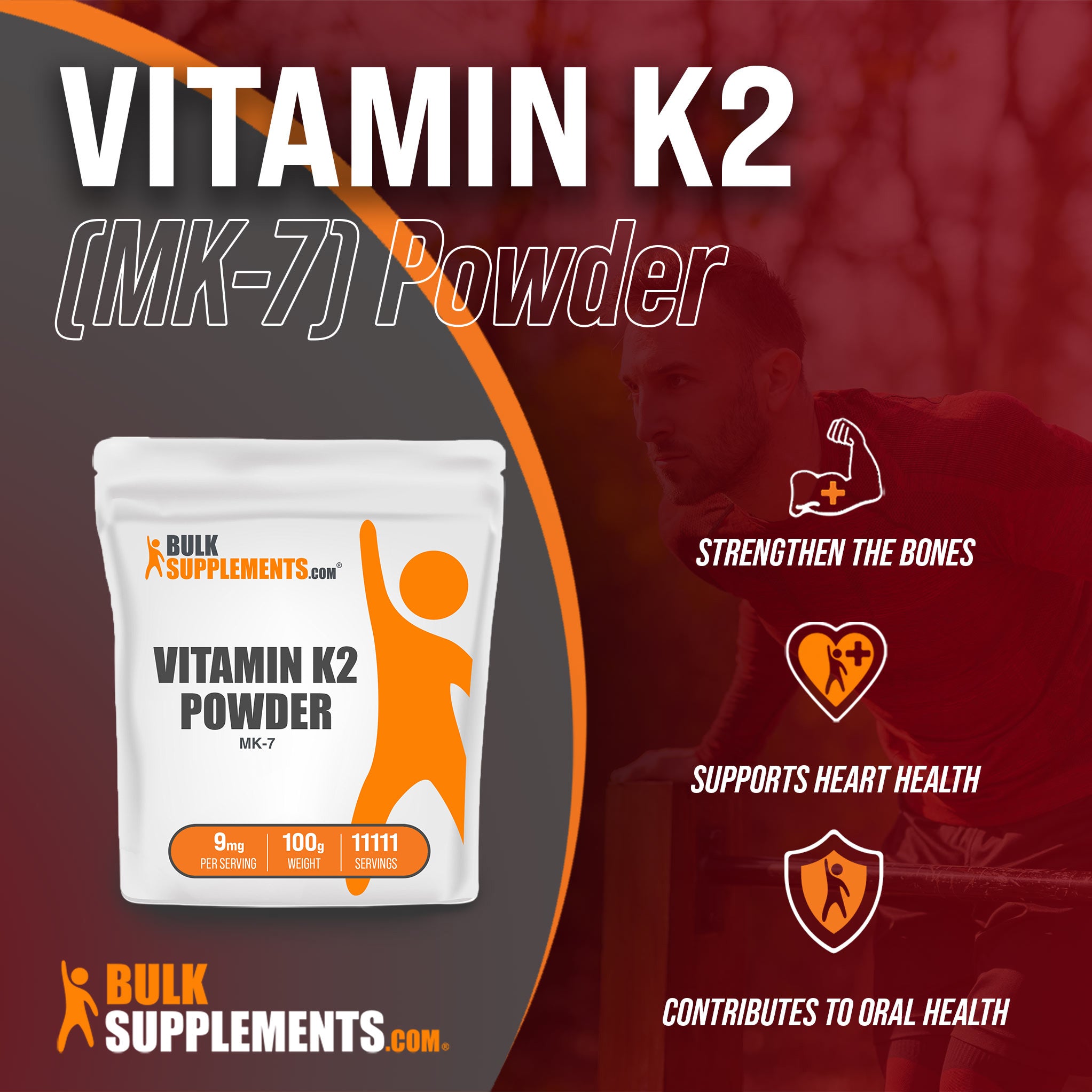 Benefits of Vitamin K2 MK7: strengthen the bones, supports heart health, contributes to oral health