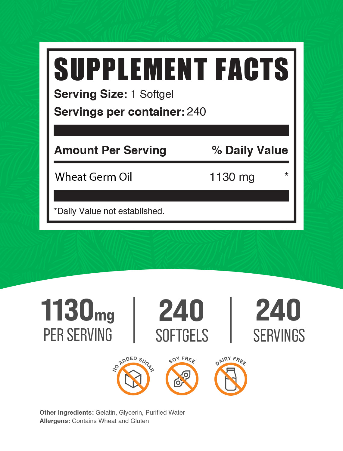 Wheat Germ Oil softgels label 240 ct