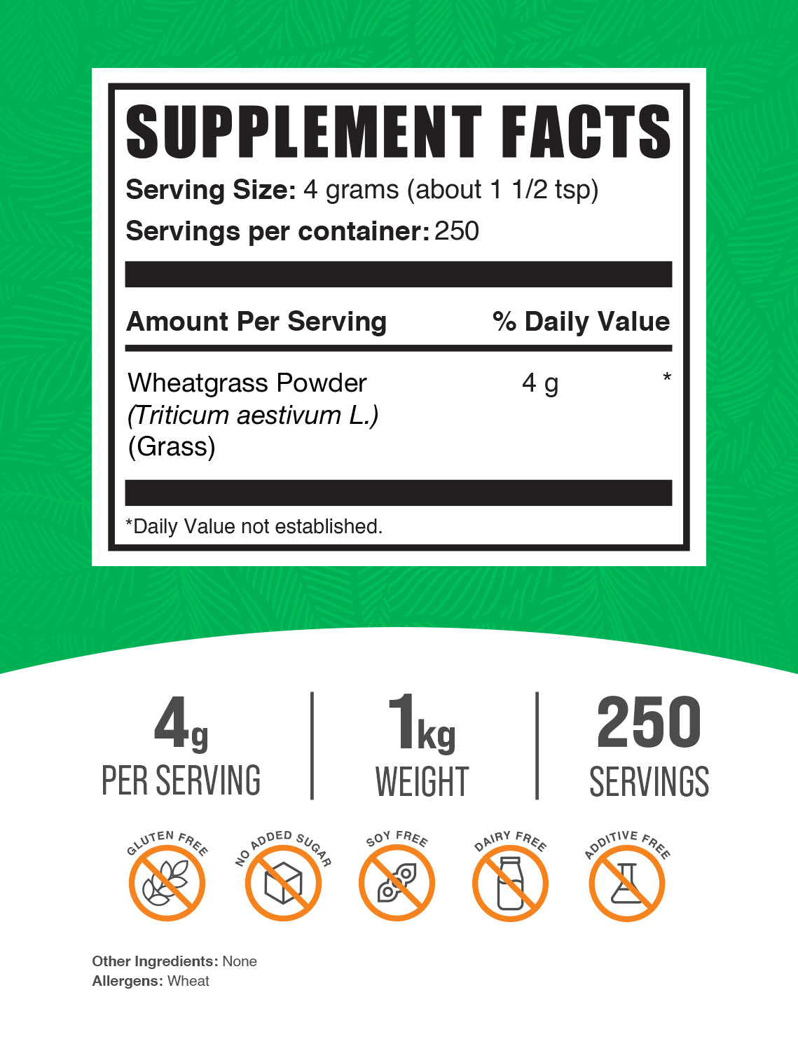 Wheatgrass Powder 1kg label