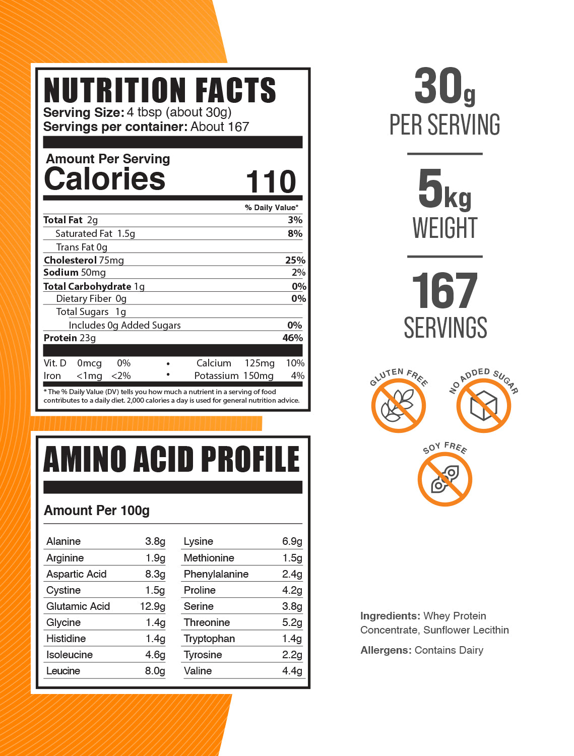 Whey Protein Concentrate 80 Protein Powder 5kg Label