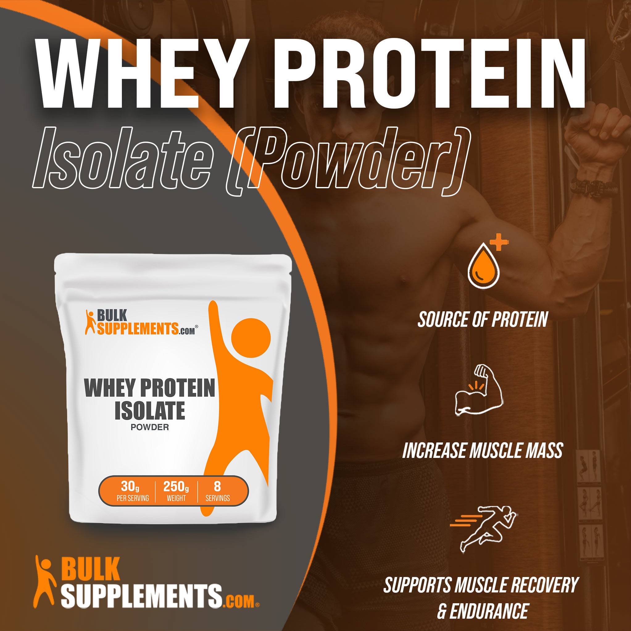 Whey Protein Isolate Powder from Bulk Supplements for muscle mass
