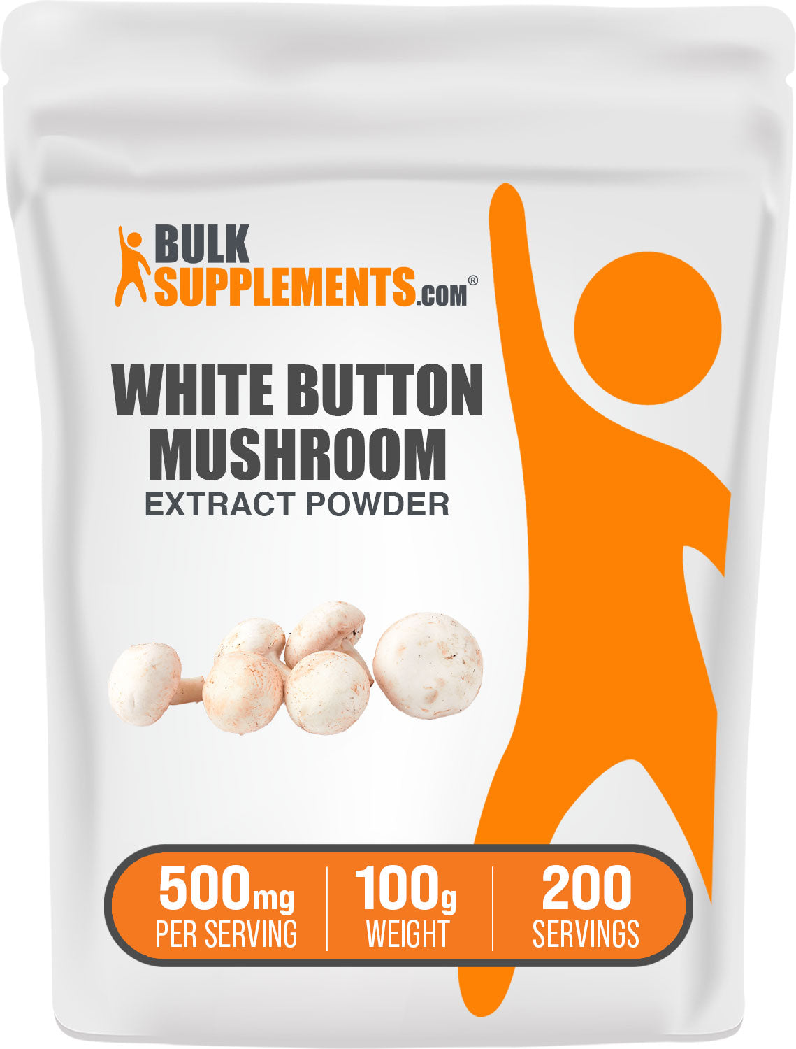 BulkSupplements.com White Button Mushroom Extract Powder 100g Bag