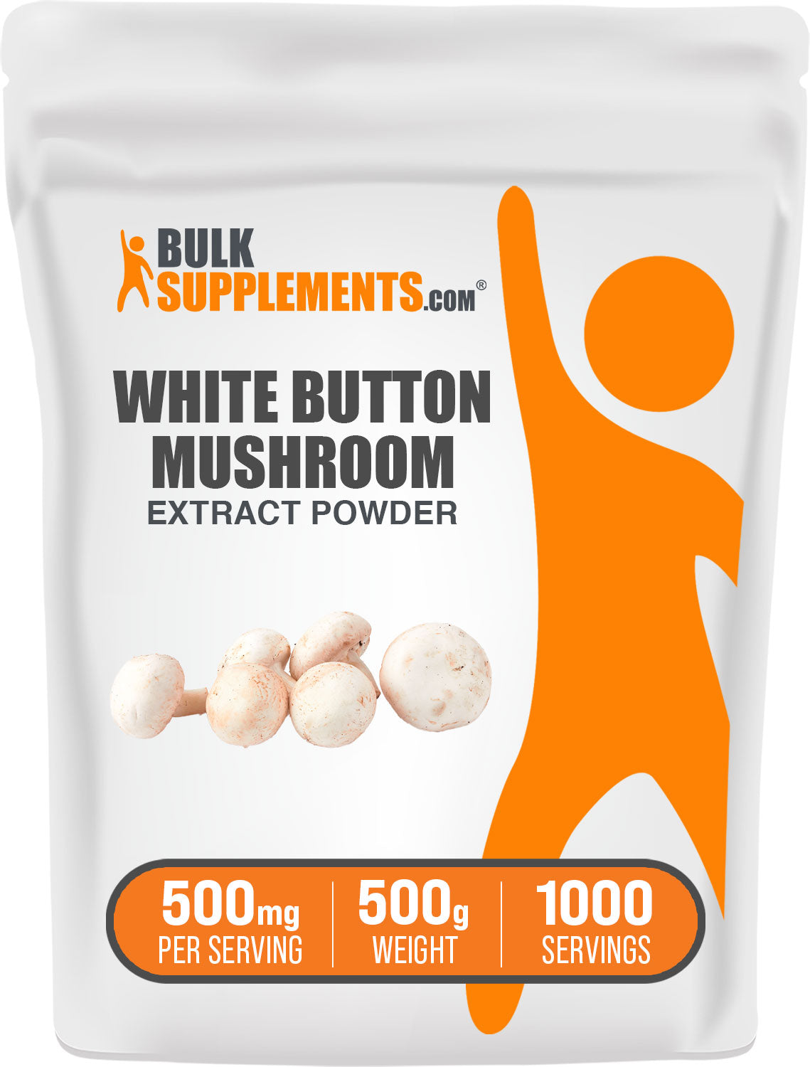 BulkSupplements.com White Button Mushroom Extract Powder 500g Bag